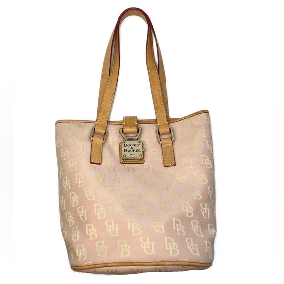 Dooney & Bourke Pink Classic Signature Monogram North South Bucket Bag - Picture 2 of 14